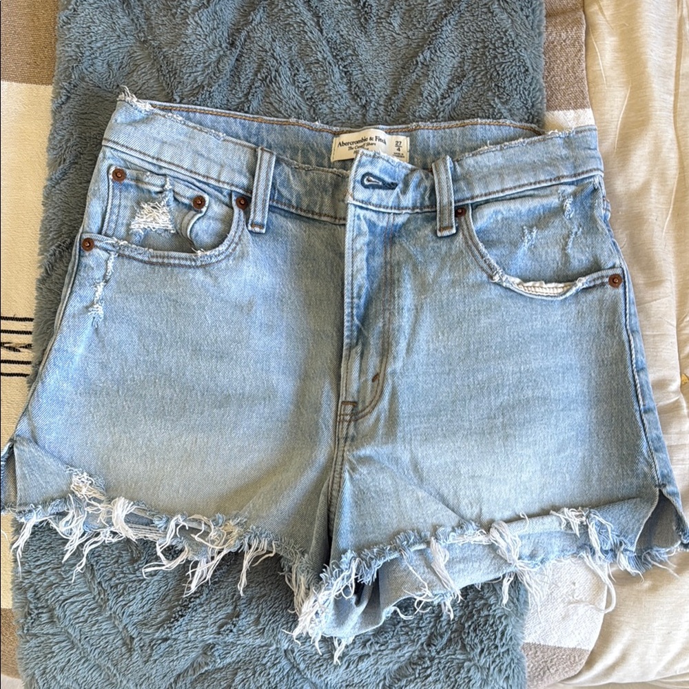 Abercrombie & Fitch Blue Distressed Jean Shorts
